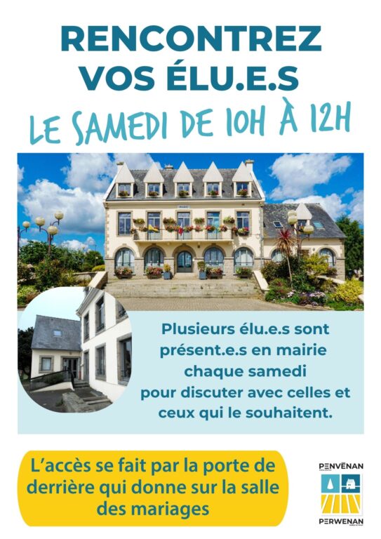 Rencontrez vos élu.e.s chaque samedi de 10h à 12h