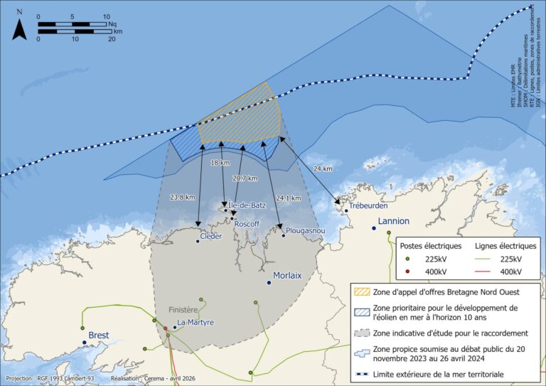 Projet de parc éolien en mer en Bretagne Nord Ouest